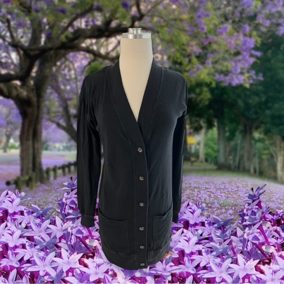 HARDTAIL HARD TAIL BLACK CARDIGAN SWEATER TOP - Picture 2 of 5